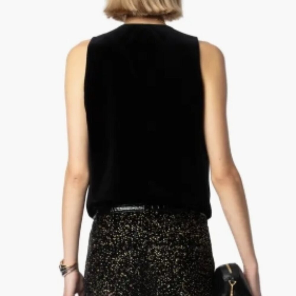 Zadig & Voltaire Emaux Velvet Vest – Black (S/36) NWT - Picture 4 of 11